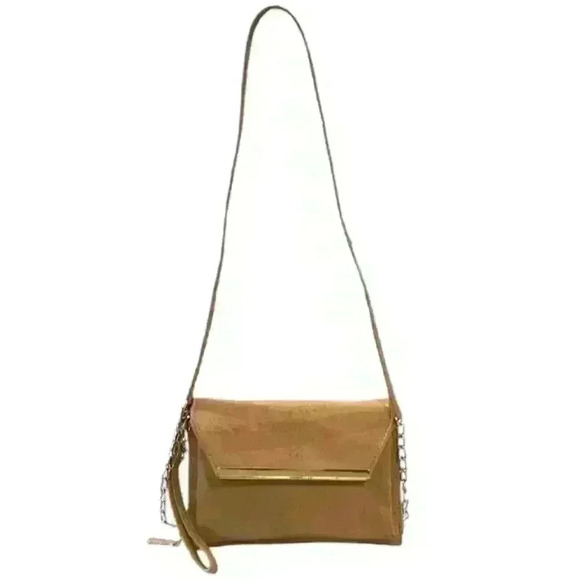 Madison West Tan/Brown Crossbody Handbag Purse W/Gold Tone Hardware GUC - Picture 1 of 8